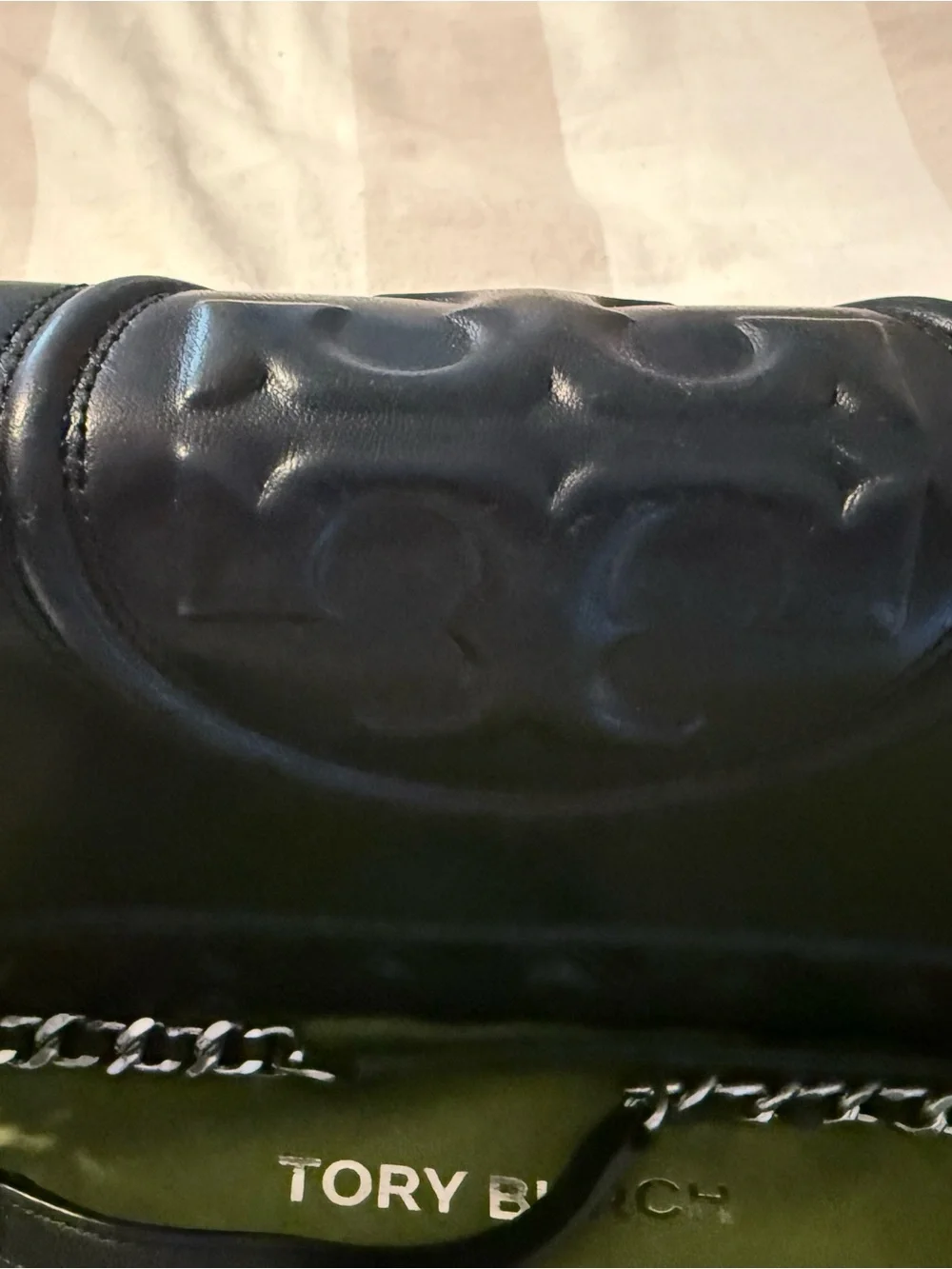 Tory Burch Fleming Black Quilted Leather Shoulder Bag with Chain Strap